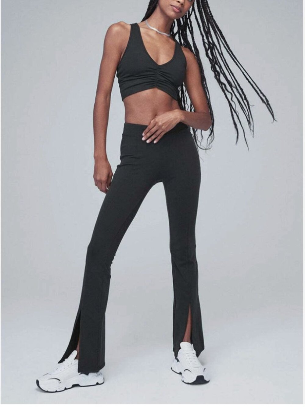 Alo Yoga Airbrush High-Waist Flutter Legging — Black — Size XS